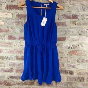 Royal blue sleeveless romper with ruffle medium NWT